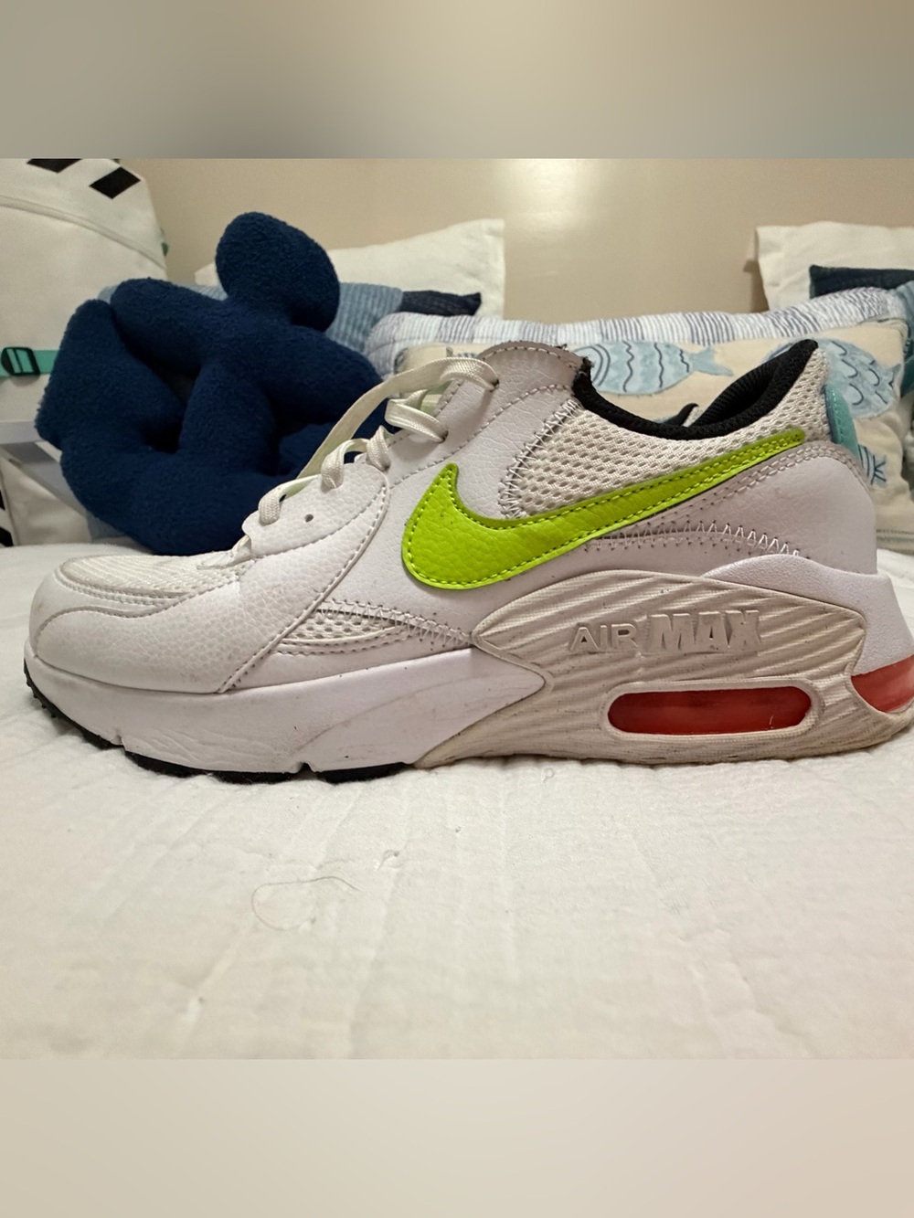 Nike womens White Sneakers with Volt Swoosh